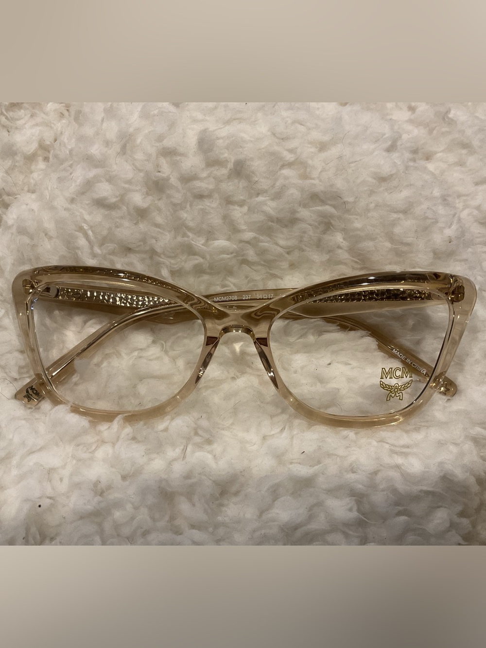 MCM Cream and Brown Cat-Eye Glasses